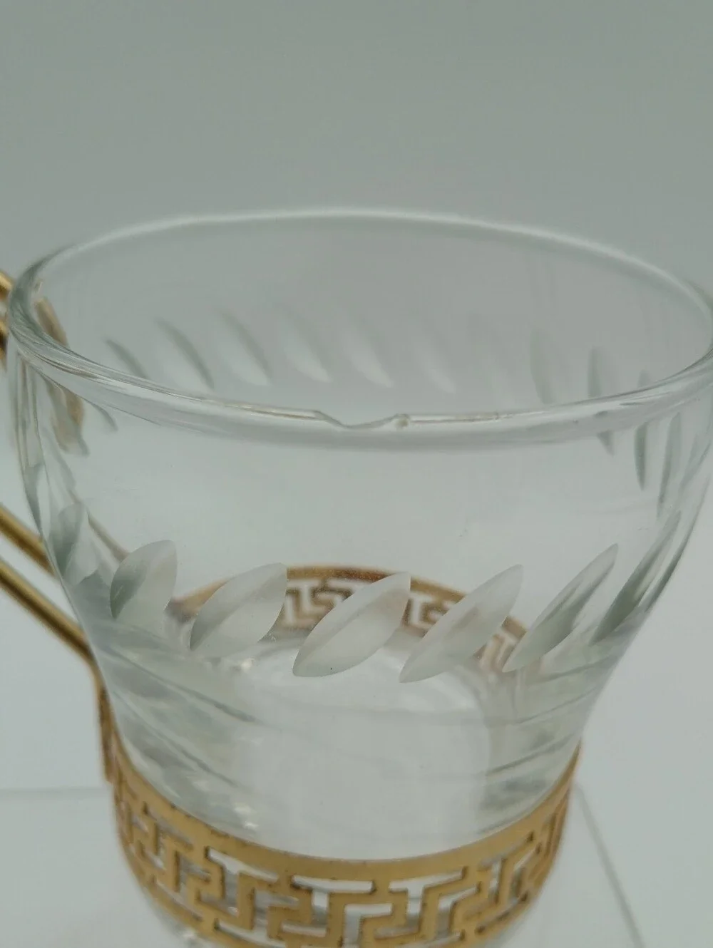 Libbey Clear Glass Cup with Gold Tone Trim and Handle (1 Replacement)